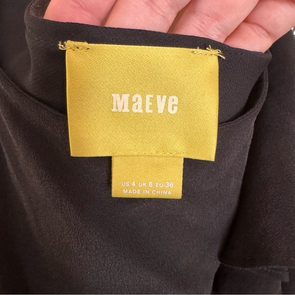 Maeve Silk Elegant Black One-Shoulder Ruffle Top Size Small - Picture 3 of 5